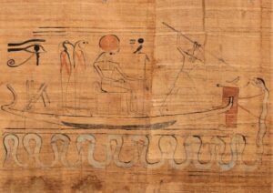 Detail uit het mythologische papyrus van Herytwebechet - Egyptisch Museum Caïro